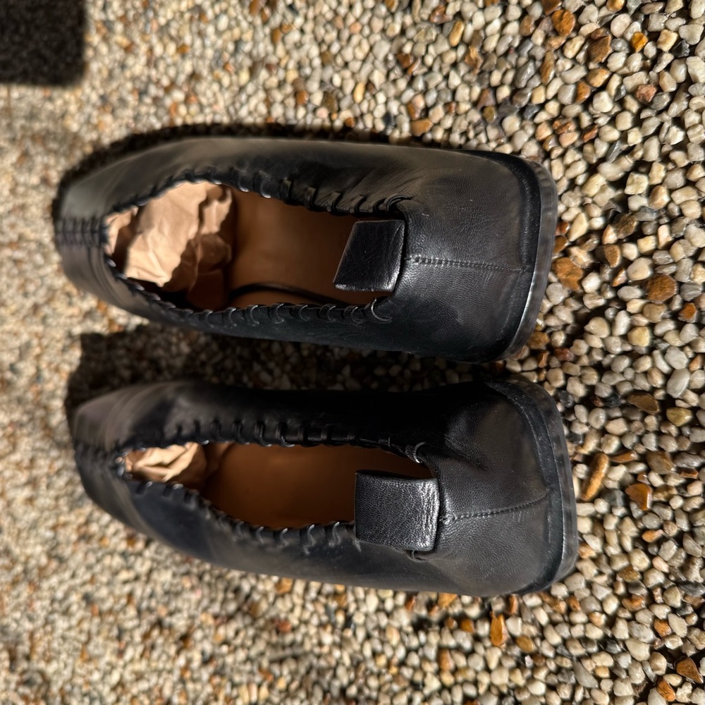 JIL SANDER Black Ring whipstitch-trimmed leather ballet flats Size 9 - Picture 11 of 11